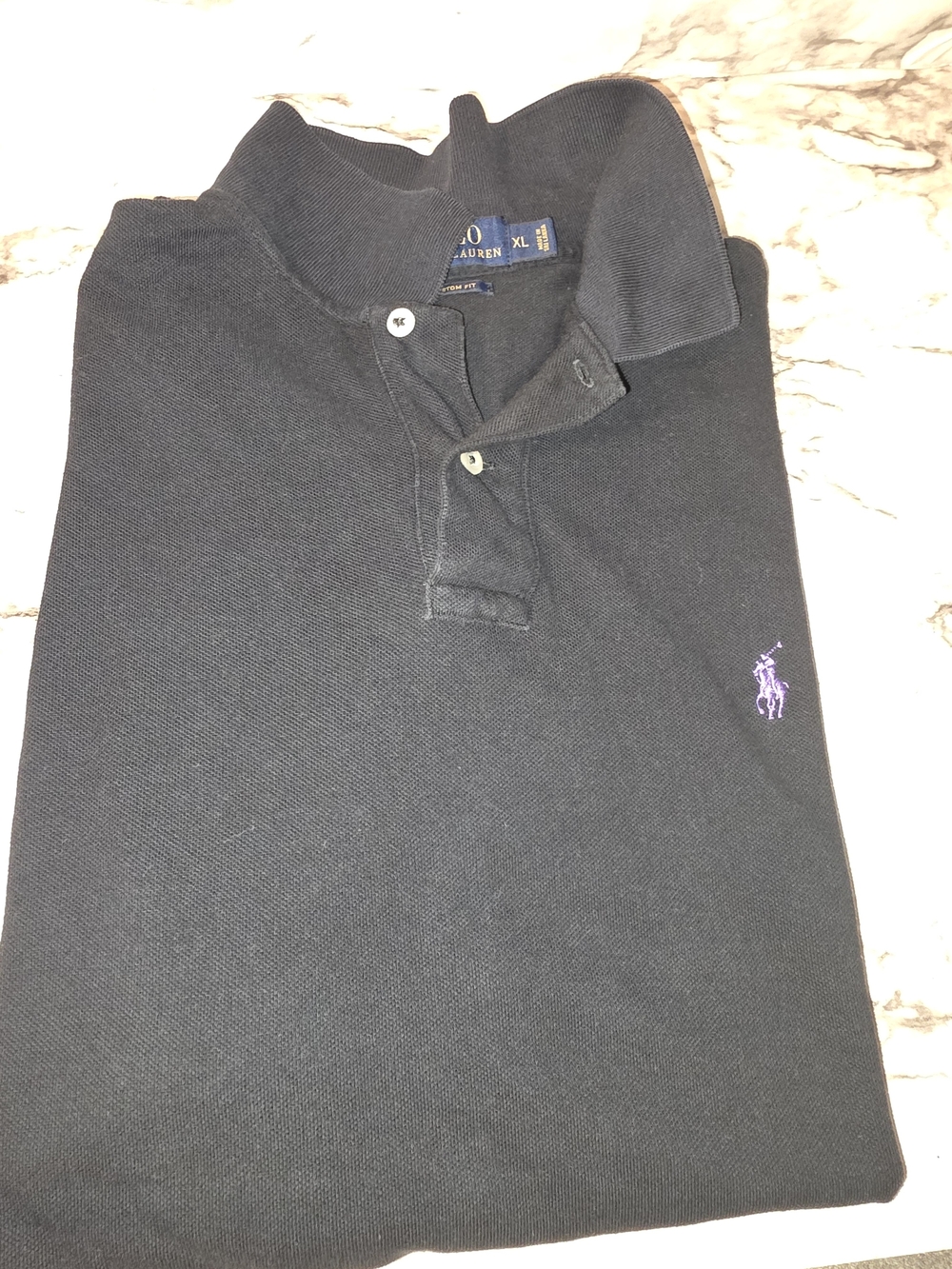Polo by Ralph Lauren Black Polo with Purple Pony Embroidery